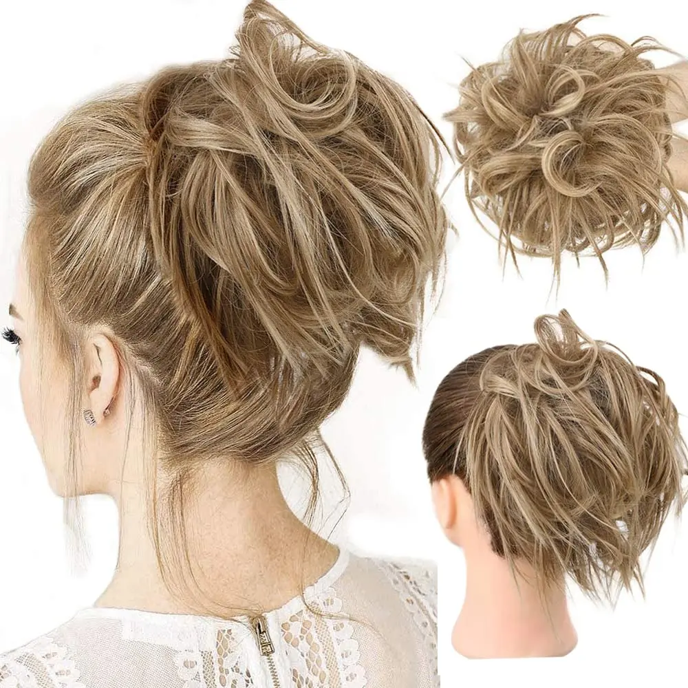 HMD Women's Fluffy Synthetic Hair Extension Scrunchie - Elastic Band Fashion Hair Accessory for Tousled Updo Bun, Ponytail Styling, Hair Accessories
