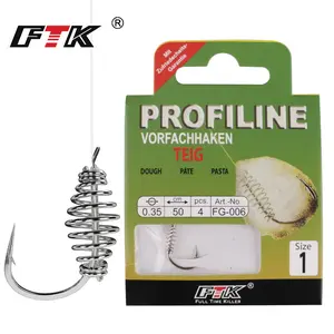 FTK Pre-tied 4pcs Leader Set with Spring Hooks for Bluefish and Grass Carp, Float Fishing Hooks, Fly Fishing Accessories