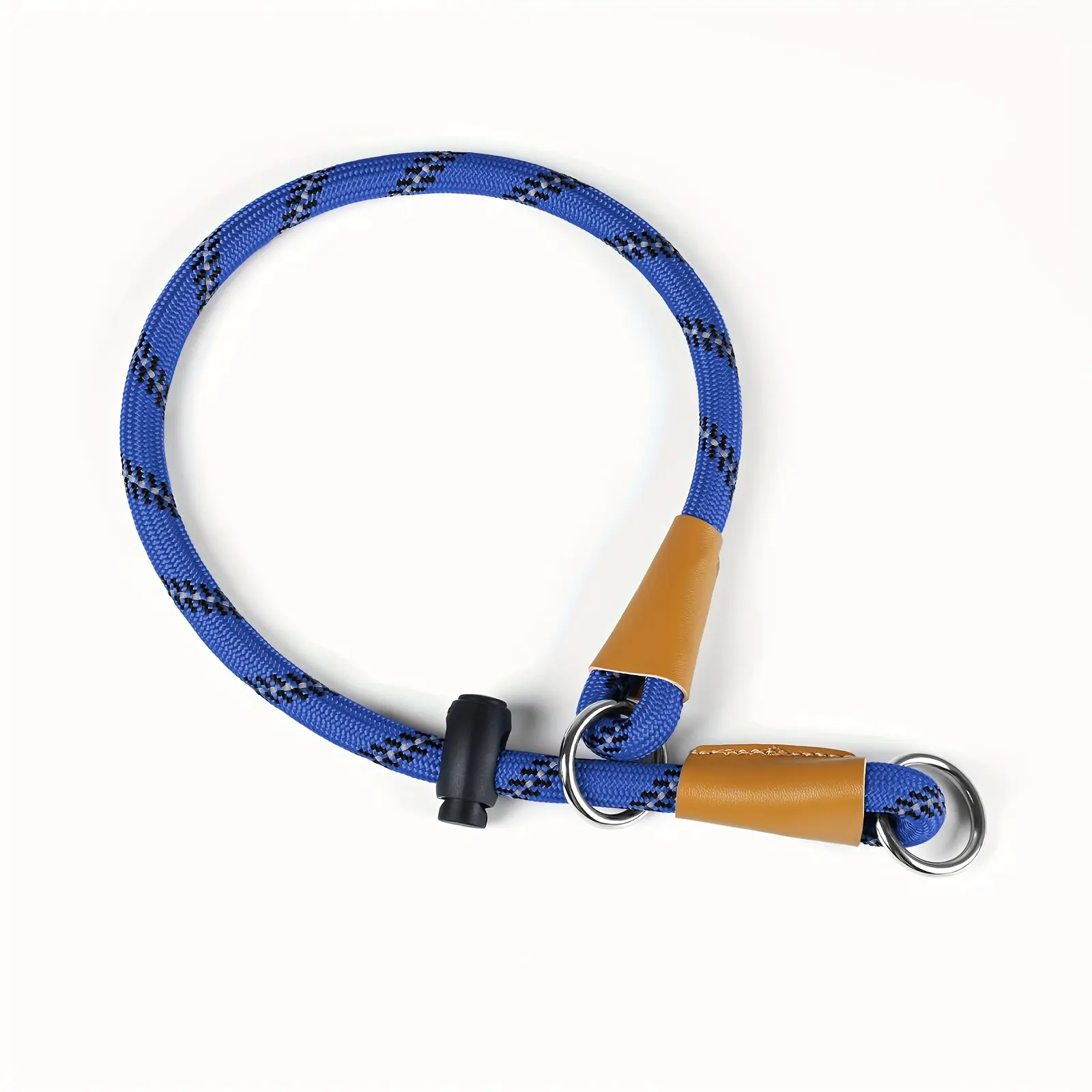 Reflective Striped Nylon Dog Collar, Slip Collar with Adjustable Buckle & Metal Clip - Durable Collar for Medium & Large Dogs, Secure Leash Attachment for Safe Walking, Pet Safety Gear, Sturdy Metal Clasp