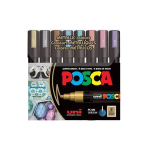 Uni Posca 5M Medium Metallic Paint Marker Set, 8pk