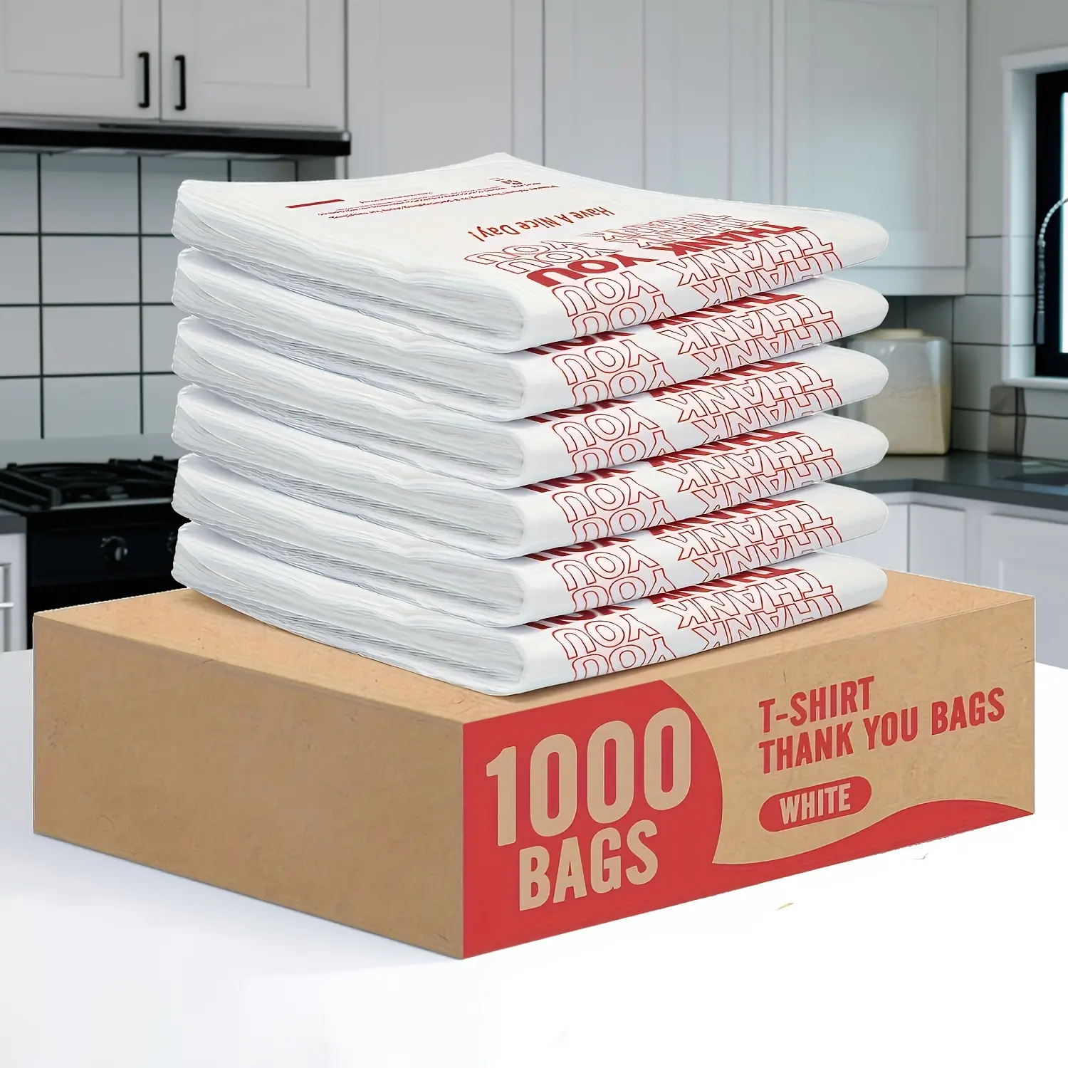 1000 Count Thank You Plastic Bags (11.5" X 6.5" X 22") White, Pet Waste Bag, Small Carry Bags For Retail, Supermarket, Shopping Bag For T-shirt Packaging, Bin Bags, Takeout, Grocery Bags For Travel and Home Use
