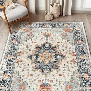 【Back to School】BESTSWEETIE Machine Washable Rugs for Living Room, Boho Rugs Area Rug Runner Rug Carpet Non-slip Large Area Rugs for Bedroom Indoor Floor Mat,summerwins