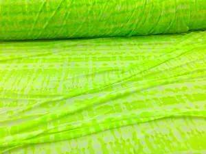 PowerNet Stretch Mesh Nylon Spandex Sheer Printed Neon Green Abstract  Z404