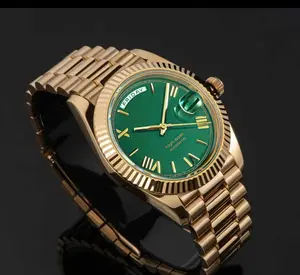 Era Green Dial Gold Circular Bezel 38mm Gold Stainless Steel Plate Bracelet Mechanical Watch