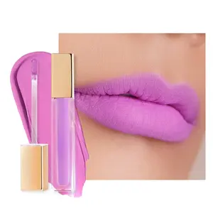 Matte Liquid Pinky Purple Lipstick for Women, Long Lasting Lipstick Waterproof Lip Stain, Creamy High Pigmented Formula with Rose Oil