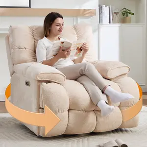 Oversized Electric Recliner Chair, 360° Swivel Power Reclining Sofa with Padded Arms for Living Room