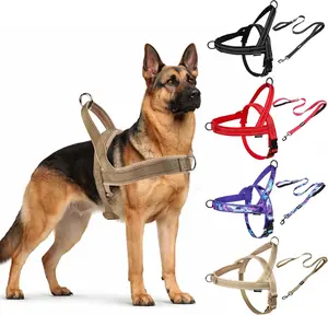 No Pull Dog Harness and Leash Set-Reflective Vest with Handle&5FT Dog Leash with Car Seatbelt Clip,Breathable Mesh&Quick Fit Dog Harness Easy for Medium Large Dogs Training Walking