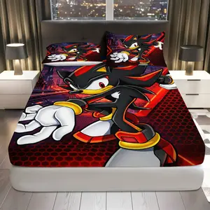 3Pcs  Gamer Hero Fitted Sheet Three Piece Set (1*Fitted Sheet+2*Pillowcases, Coreless),  Fantasy theme, Decorative Bedding Set, Bed Sets, Mattress protector Soft, Breathable