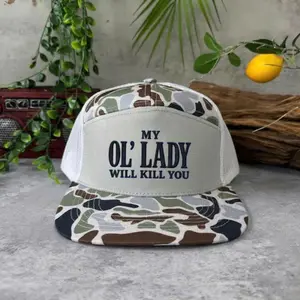 My Ol Lady Will Kill You Embroidered Trucker Hat, Unisex Adjustable Snapback Mesh Back Cap, Funny Country Outdoor Hat