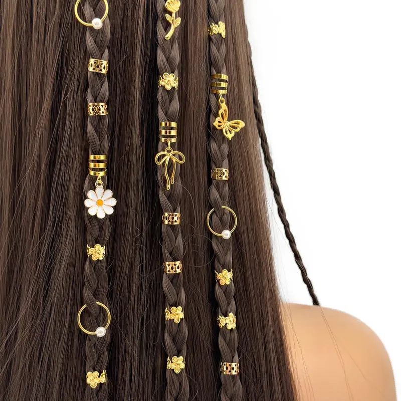Mother's Day Gift Flower & Butterfly & Geometric Design Floral Hair Jewelry, Cute Hair Accessories for Braids, Fashion Hair Accessories for Women & Girls