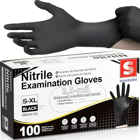 Black Nitrile Gloves Disposable Large,3 Mil Thin Gloves,Latex Free,Powder-Free Food Safe Gloves For Cooking Cleaning Food Prep Tattoo Hair Dye,100 Pcs
