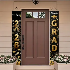 Graduation Couplets Set 2026, Celebrate Graduation, Porch Banner, Polyester Material, Perfect for Graduation Ceremony