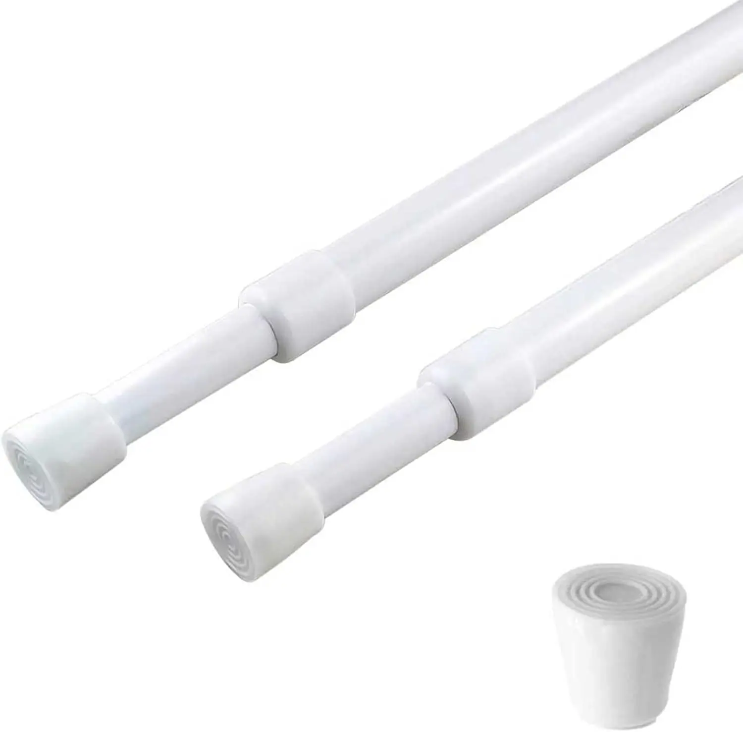 2 Pack Spring Tension Curtain Rod Adjustable 28-43 Inches，5/8" Diameter， White，Small Short Expandable Spring Loaded Curtain Tension Rods For Window, Bathroom, Cupboards,Kitchen