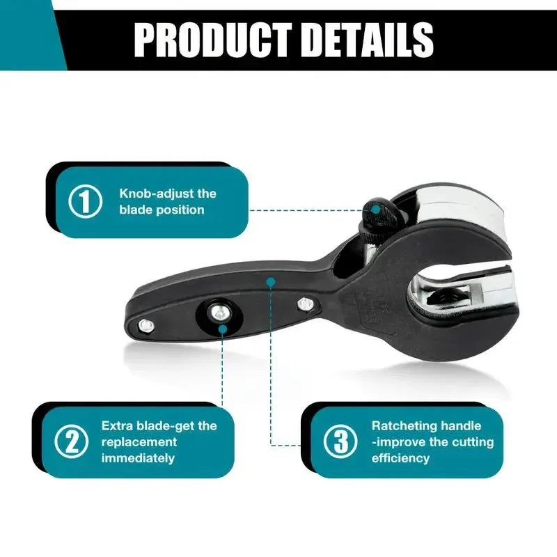 1-Hand Ratchet-Type Pipe Cutter, Fast Cutting Tool for 5/16-1-1/8 in Stainless Steel, Copper, Aluminium Pipes, Space-Saving Hand Tool for Home Use sohochic