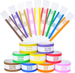 Currency Straps –450 Assorted Bill Wrappers, Money Bands to Organize Bills, ABA Standard Colors, Self-Adhesive, 7.5 x 1.15 Inches (450 Assorted/ 50 of Each)