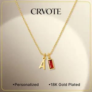[2026 New Arrival] CRVOTE Initial Birthstone Necklaces for Women, 18K Gold Plated Name Necklaces for Women A-Z Letter Dainty Pendant for Mom Daughter Teens Women's Jewelry