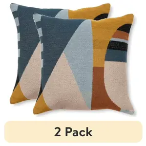 2 Pack Geo Face Throw Pillows 18 Inch Multi Color Decorative Cushions