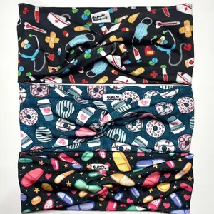 Front Knot Medical Print Headband Bundle