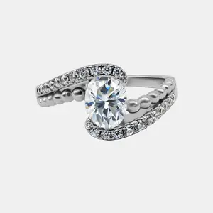 【736】Promotional Event "Heavenly Romance" Hybrid-lined Tension Set 2 Carat Oval Cut Synthetic Moissanite Ring