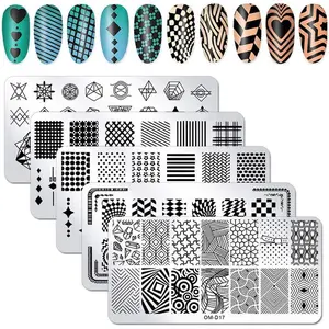 5Pcs Nail Plates Stamping Set with Classic Geometric Stars Nail Image Stamp Plate Stamping Nail Art Kit for Women Girls Nail Stamping Plates Stamp kit Easy Transfer