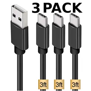 3 Pack Universal 3ft USB to USB-C Cables for Samsung & iPhone Fast Charge Charger Cable Cord