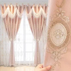 1pc European Style Princess Curtain, Bedroom Blackout Drapes with Ruffle Lace Trim, French Luxury Two-Layer Design, Home Decor, Net Curtains Window, Curtains And Nettings