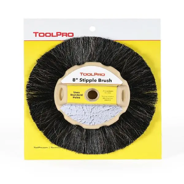 TOOLPRO 8-Inch Stipple Brush - Professional Drywall & Ceiling Finishing Tool, Horse Hair & Poly Fill Bristles for Precision Starburst Effects, Detail Textures & Texture Enhancing