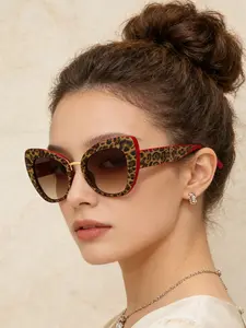 1 Piece Of Fashionable Cat-Eye Large Frame Light Luxury Sunglasses, Personalized Graffiti, Trendy And Versatile Street Style Sunglasses, Suitable For Couples To Wear On Vacation