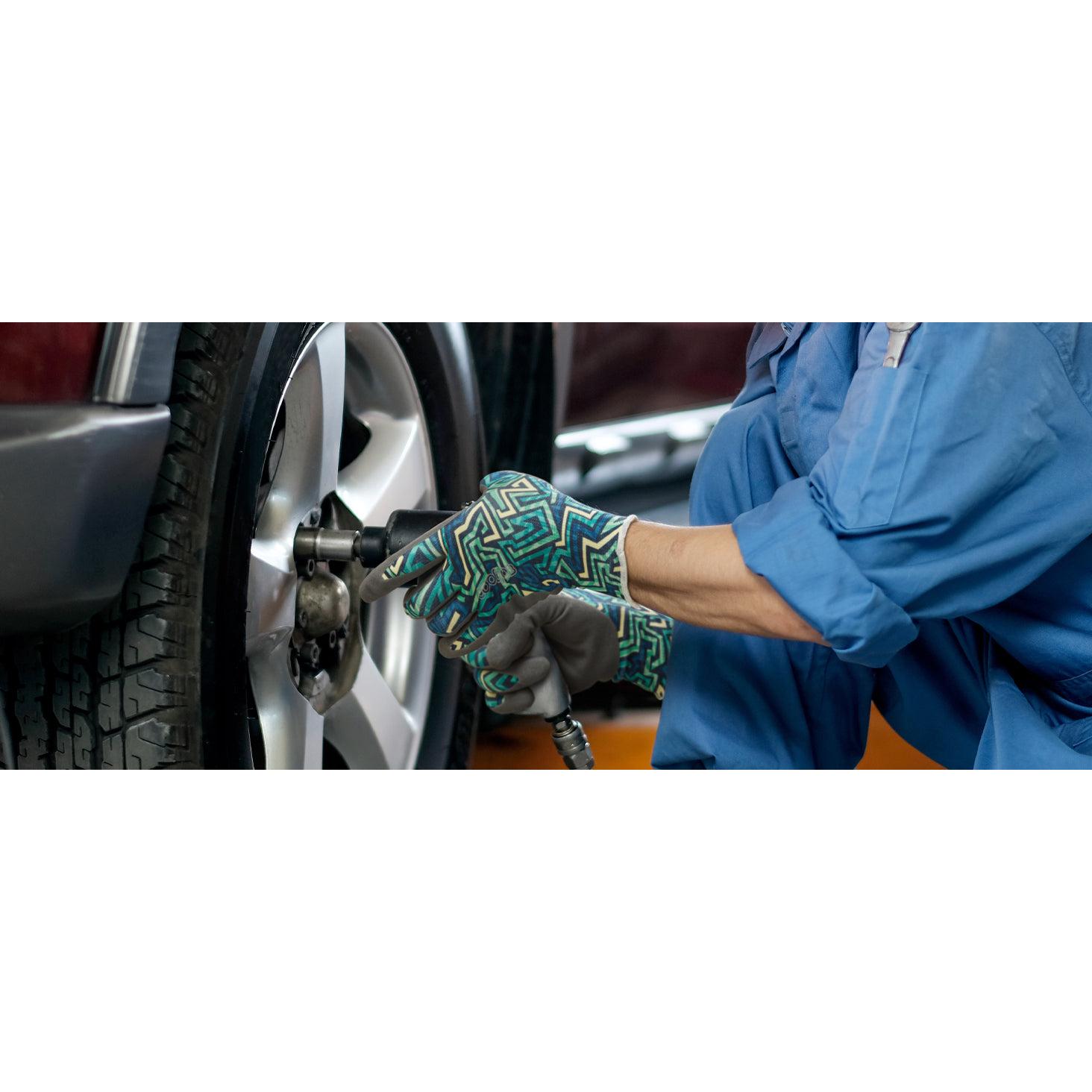 COOLJOB 2/6 Pairs Safety Nitrile Work Garden Gloves, Touch Screen Working Yard with Grip for Men