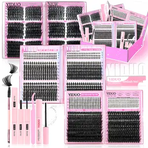 1614Pcs Lash Clusters Kit, 13 Styles 50D,60D,80D,100D,Fairy-A-B,BottomA-B 5-20mm Cluster Eyelash Extension D-Curl With Lash Bond and Seal, Lash Remover, Lash Tweezers, Eyelash Brush DIY Easily, Diy Eyelash Extensions