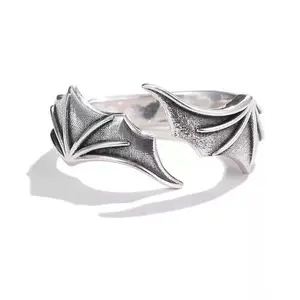 Birthday gift Angel Wings and Devil Wings Simple and fashionable unisex ring niche design personality trend retro and comfortable
