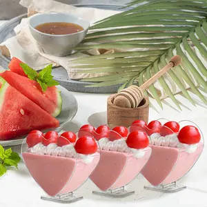 Disposable Transparent Plastic Cups, Square Ice Cream Mousse Jello Pudding Cups, Sweet Treats Party Supplies, 3/5/10/20/50pcs