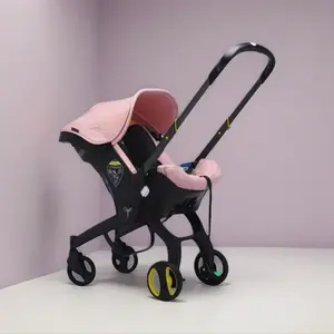 3-in-1 Baby Traveling Stroller with Detachable Car Seat, Foldable Pram, Multi-Functional Travel System, Lightweight Portable Design, Adjustable Backrest, Safe Stable Cart, CE Certified for 0-2Y Newborns/Infants, Indoor/Outdoor Use