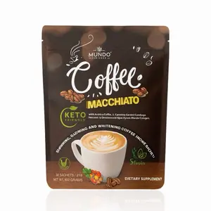 Mundo Luxe Coffee Macchiato Keto Friendly 30 Sachets Arabica Coffee Beverage Sweetened with Stevia Convenient Individual Sachets for Morning Energy