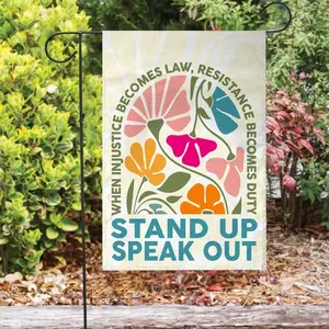 Stand Up Speak Out Anti Tr^mp Garden Flag Anti-Tr^mp Yard Sign Fdt Floral Flag Progressive Outdoor Decor Democrat Gift Protest Sign