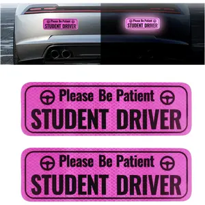 2PCS Student Driver Magnet for Car,Bright and High Reflective Student Driver Sticker Magnet for Car,Universal New Driver Sticker Reminds Others to Please Be Patient 9.49"x3"