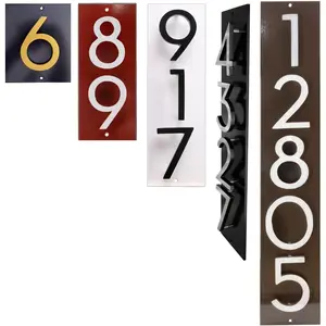 Custom Floating Modern 4 Inch Vertical Number Address Plaque - Powder Coated Aluminum Address Sign, Easy to Install