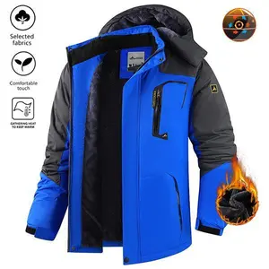 OutdoorKing Warm Men's Winter Snow Jacket with Fleece Lining Waterproof Windproof Hooded Thermal Outdoor Coat for Skiing Hiking Camping Fishing Mountaineering Travel（gift）