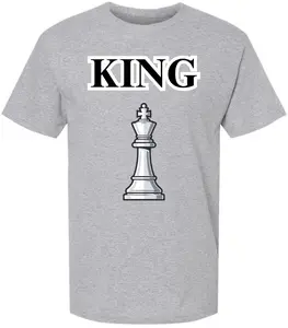 Chess King Printed T Shirt Chess Player Board Game Graphic Tee 100% Cotton Crewneck