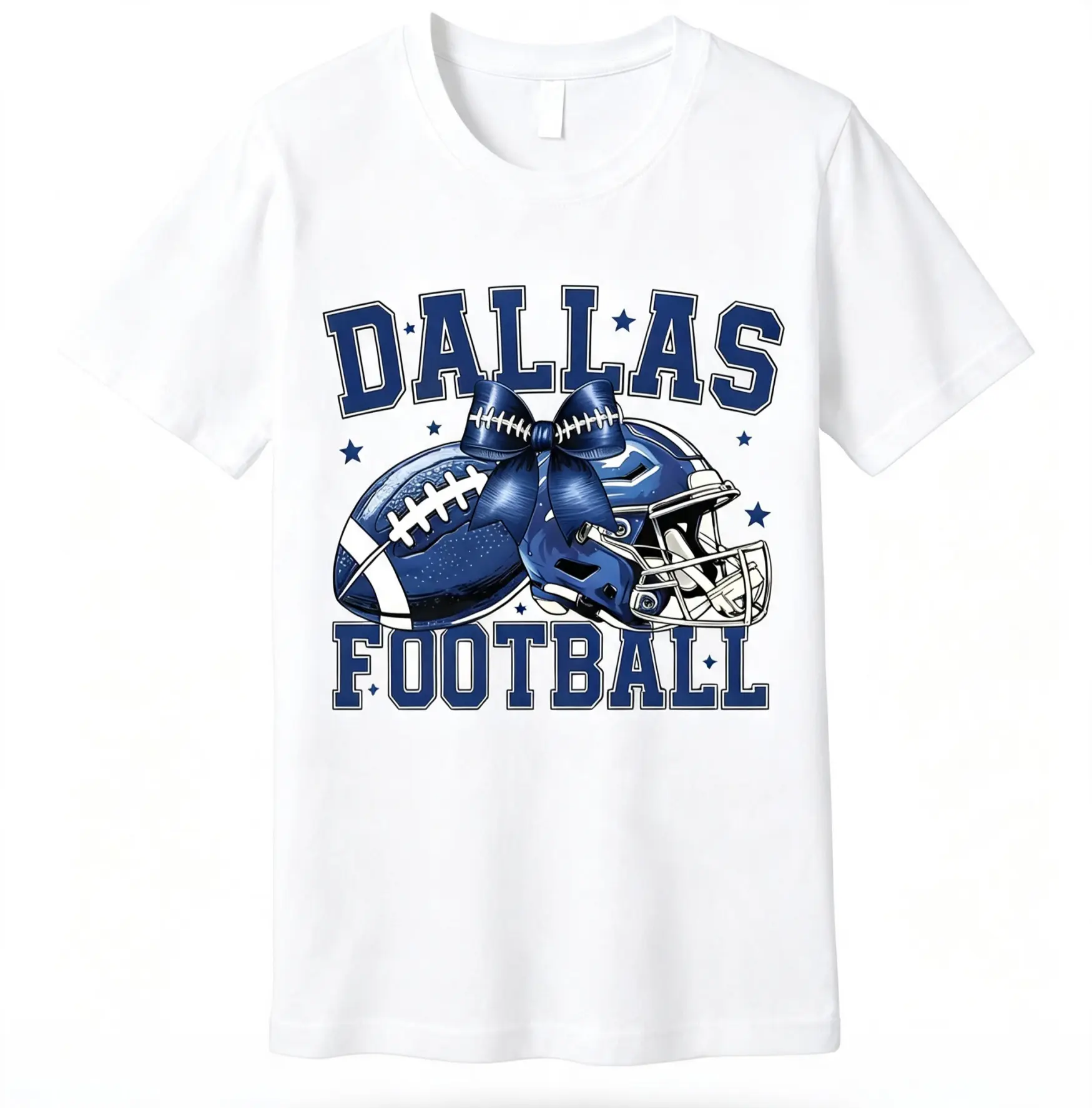 Unisex Men’s and women’s Dallas football design blue team letters and helmet graphic unisex 100% cotton T-shirt, soft, all-season casual streetwear essential, versatile all-season style
