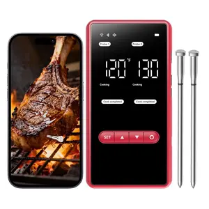 Meat Thermometer Digital, Standalone Base, WiFi Unlimited Range, AI guided cooking, 6 Sensors with +- 0.18?F Accuracy, 2 Probes for Kitchen, BBQ, Grill, Oven,  (X Pro)
