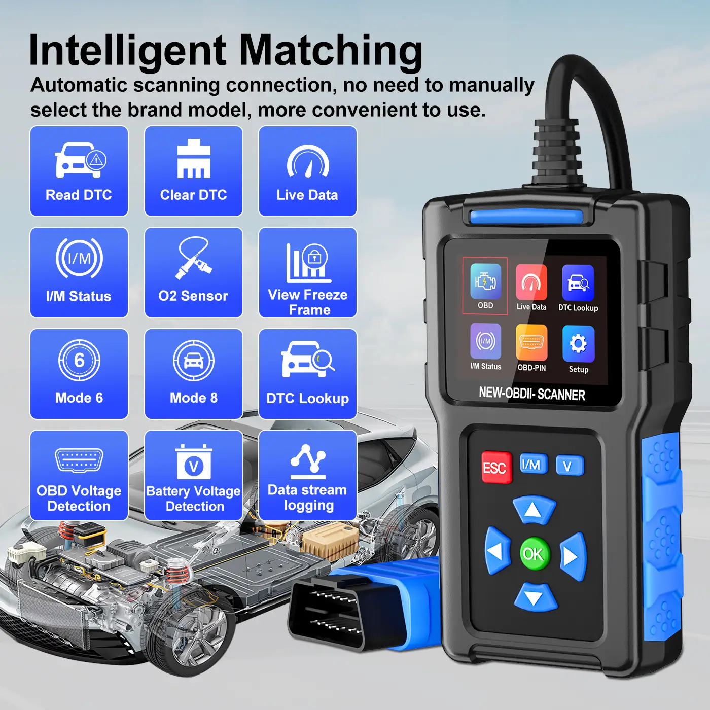 2025 New Powerful OBD T200 Scanner Diagnostic Tool - Engine Code Reader, Full OBD2 Features,Reset, Modes 6&8, Suited for DIY Car Owners & Mechanics,OB