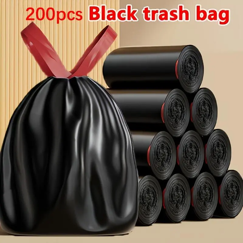 Trash Bags with Zipper, Leak Proof & Odor Resistant, 100/200 Count, Ideal for Yard, Industrial, Bathroom Waste, Durable Trash Bag