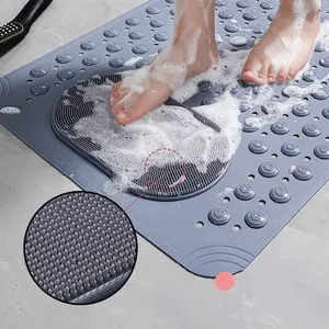 Non-Slip Shower Mat - Bathtub Mat with Drain Holes and Suction Cups - Foot Massage Shower Rug - Bathroom Assocceries