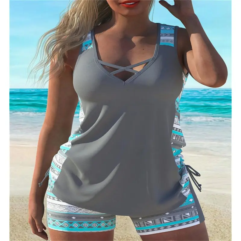 WF-Womens Tankini Bathing Suits Two Piece 2025 Summer Beach Swimwear Swim Tank Top Modest Swimsuits with Boyshorts
