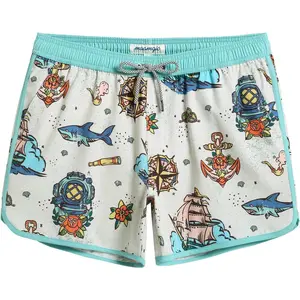 Mens swim trunks retro 4 way stretch shorts with mesh vintage 80s 90s quick dry swimsuits board shorts