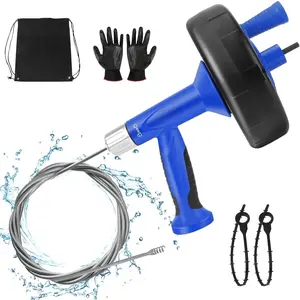 Drain Auger, 25FT Drain Clog Remover with Drill Adapter, Flexible Snake Drain Hair  for Kitchen Sink, Bathtub, and Shower Comes with Gloves and Storage Bag