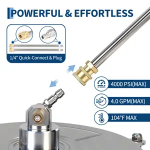 14" 4-wheel pressure washer surface cleaner, universal heavy-duty tool. Cleans patios, driveways, and vehicles efficiently for everyday use. Surface Cleaner, Pressure Washer, Cleaning Tool, Driveway Cleaning, Patio Cleaning