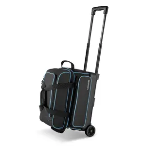 fathersdaygift VEVOR Bowling Ball Bag, 2 Ball Double Roller Bowling Bag with Wheels, Featuring a Separate Compartment for Shoes (Up To US Size 16) Oversized Accessory Pocket, Retractable Handle Extends to 41.32 in