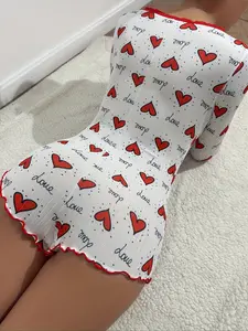 Women's Sleepwear All-In-One Pajama Set Pjs Long Sleeve Heart Letter Print Striped Comfortable Cozy Wear Nightgown for Ladies Casual Home Wear Womenswear
